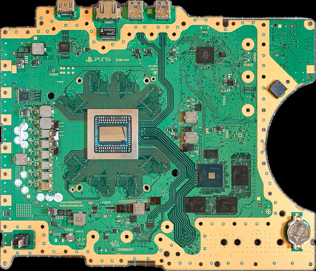 Geöffnete Hauptplatine einer PlayStation 5